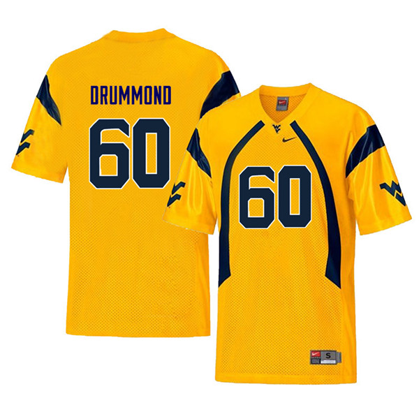 Men #60 Noah Drummond West Virginia Mountaineers Throwback College Football Jerseys Sale-Yellow